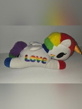 Tokidoki Rainbow Love Unicorno PRIDE Plush 13" Plushie Stuffed Animal Lying Down